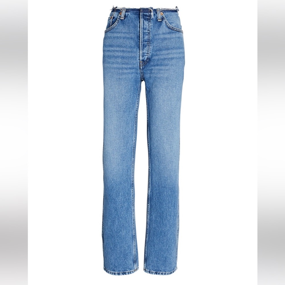 RE/DONE raw waist straight leg denim jeans